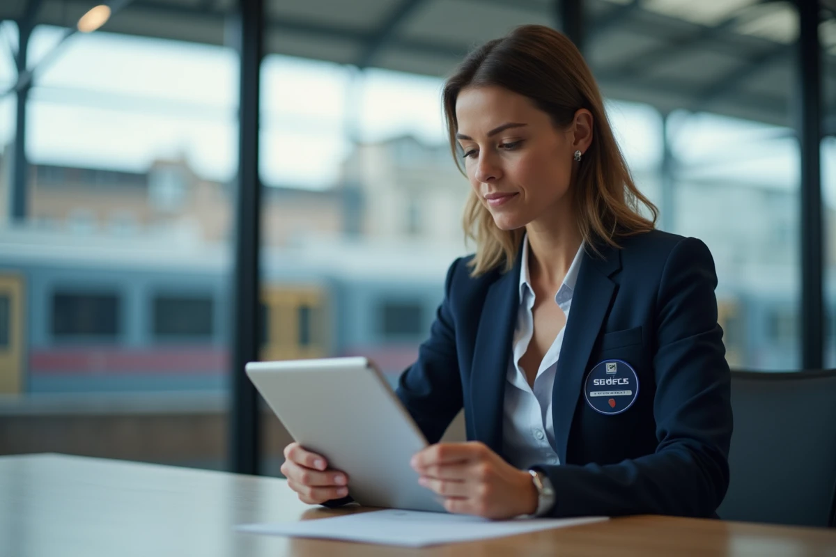 Femme professionnelle examine résultats de test sur tablette dans un bureau