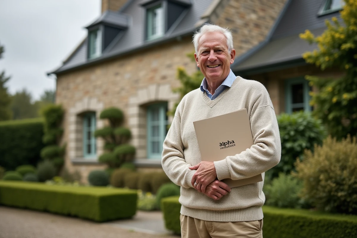 Homme âgé devant une maison bretonne à Vannes